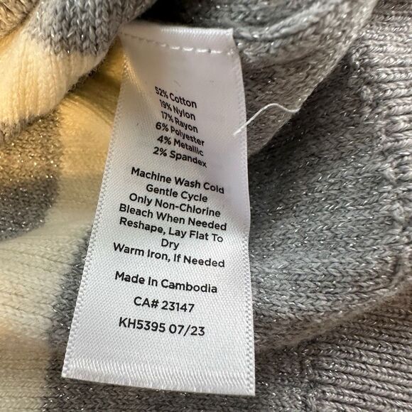 NWT Talbots grey with cream striped turtleneck sweater - s - Picture 6 of 9